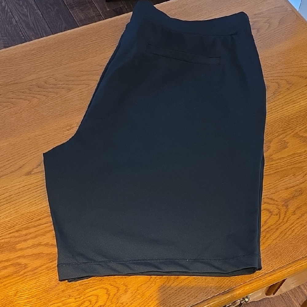 Men's New 32 Cool Size XL 38x10 Pullon Black Athletic Stretch Shorts Tie Waist A